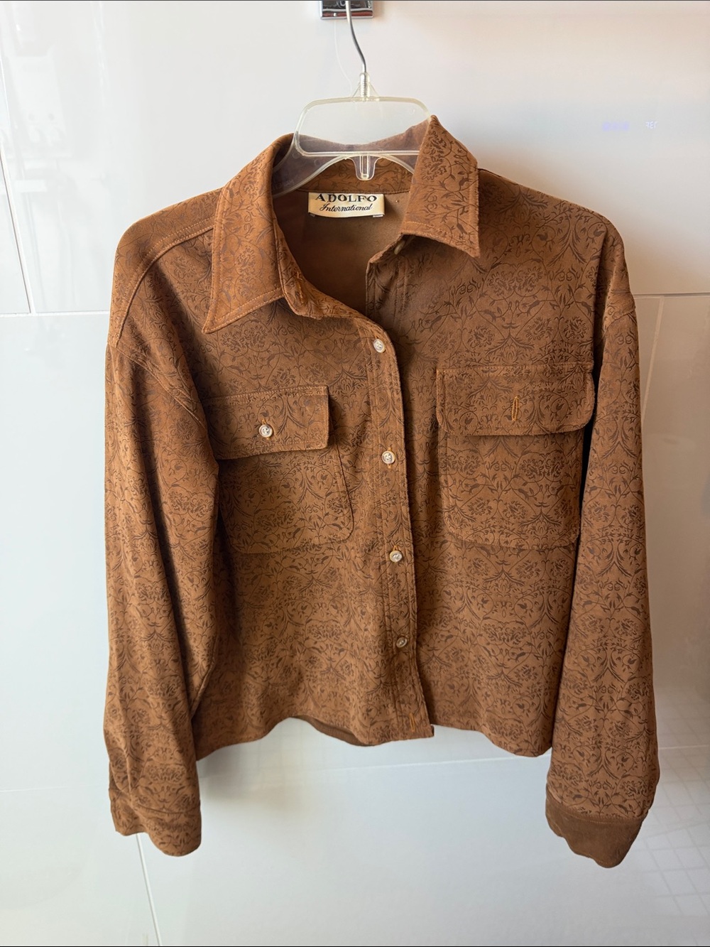 Adolfo International imitation suede shirt jacket size M